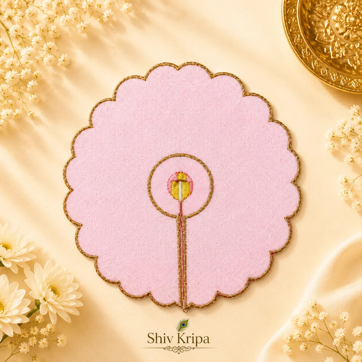 Golden Vine Pearl Laddu Gopal Ji Poshak, 5 no. (Baby Pink)