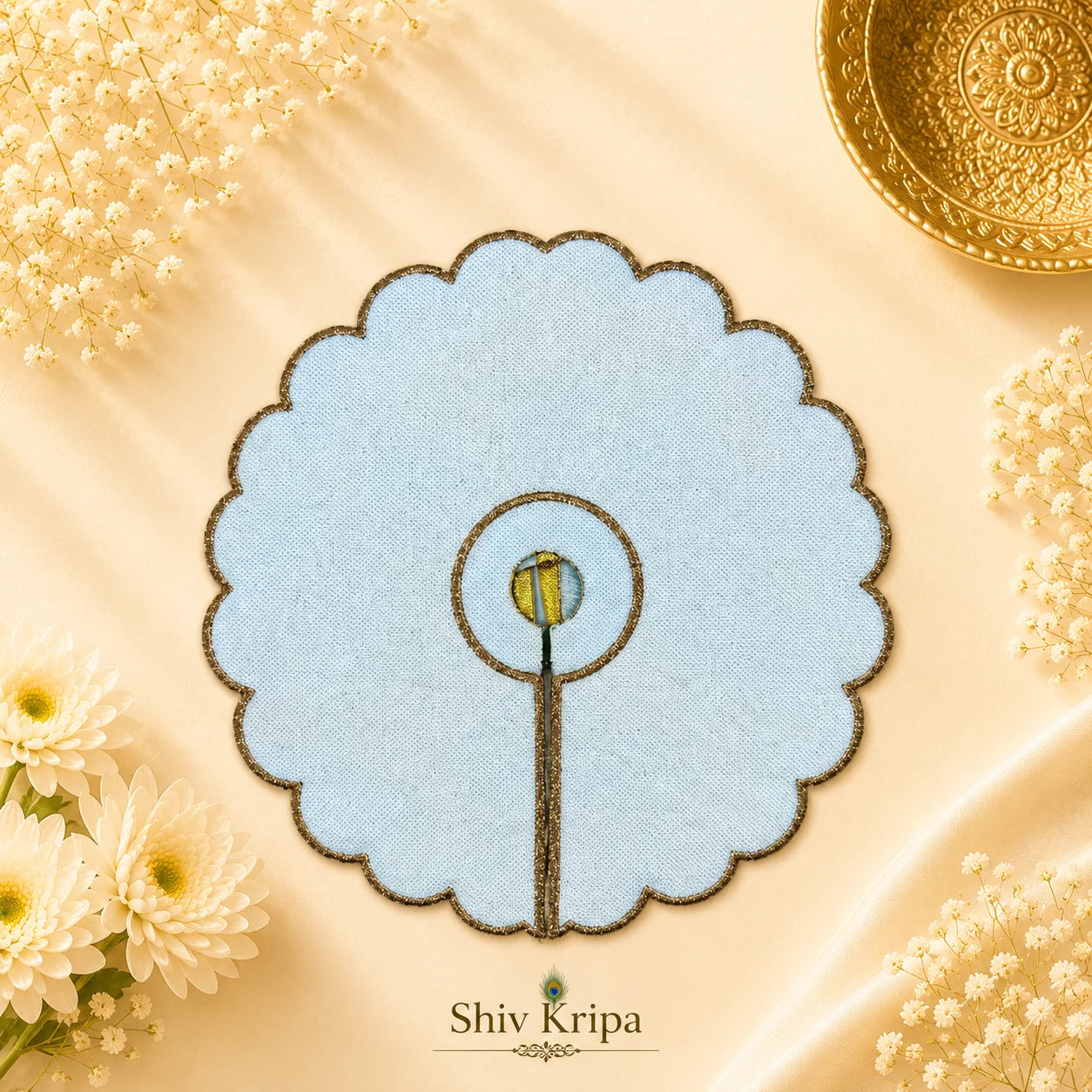 Golden Vine Pearl Laddu Gopal Ji Poshak, 5 no. (Sky Blue)