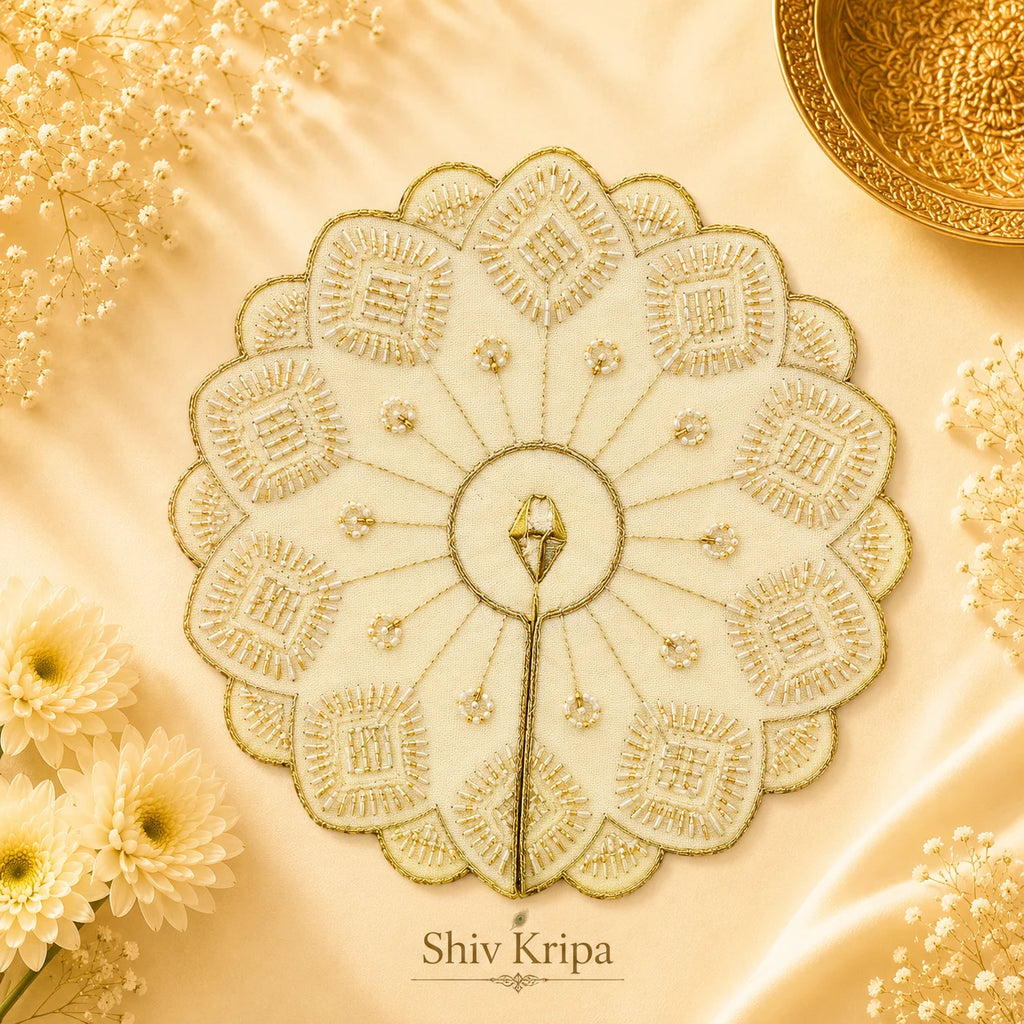 Beaded Fan Petal Laddu Gopal Ji Poshak (Bright Yellow)