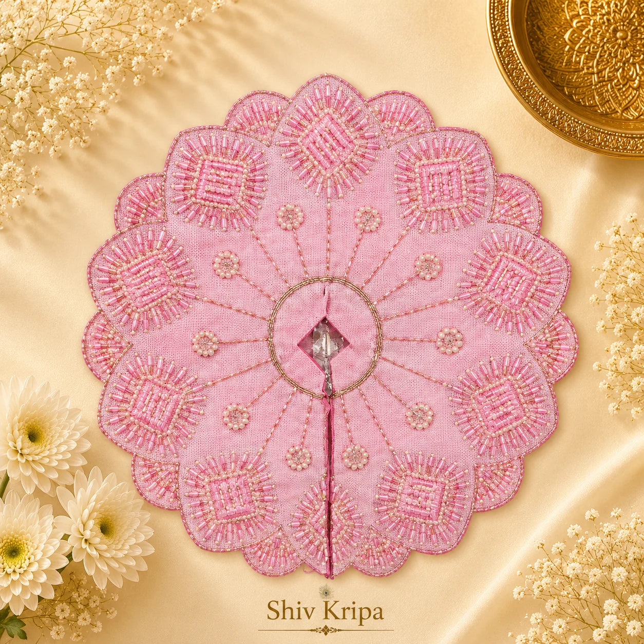 Beaded Fan Petal Laddu Gopal Ji Poshak 5 no. (Ran Pink