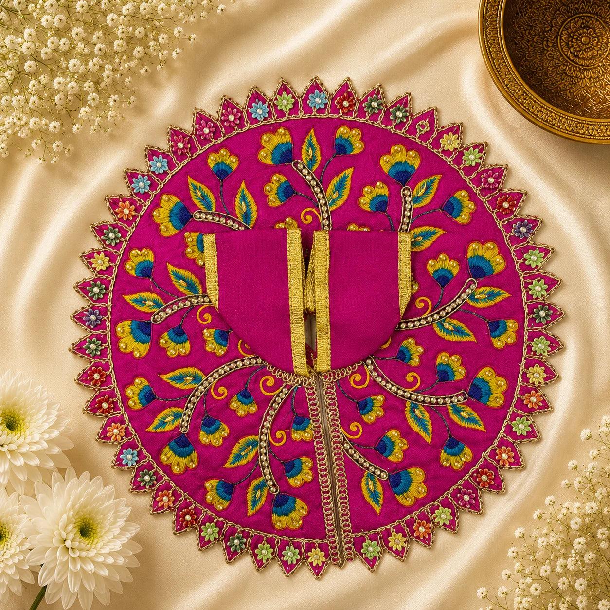 Tulip Vine Pearl Laddu Gopal Ji Poshak, 5 no. (Rani Pink)