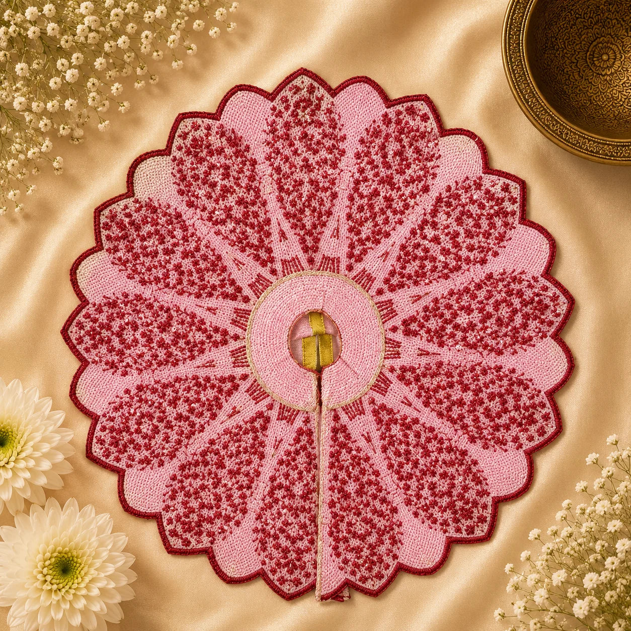 Sparkle Sequin Petal Laddu Gopal Ji Poshak, 5 no. (Rani Pink)