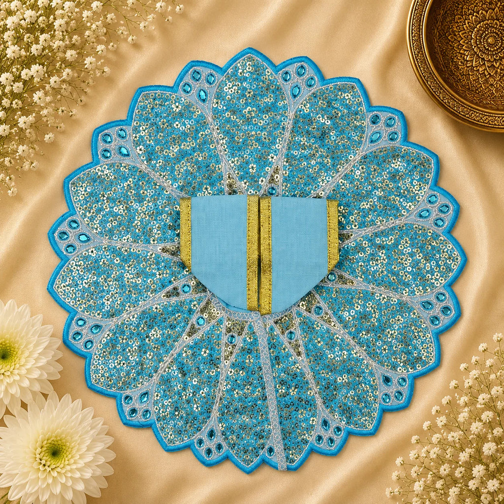 Sparkle Sequin Petal Laddu Gopal Ji Poshak, 5 no. (Sky Blue)