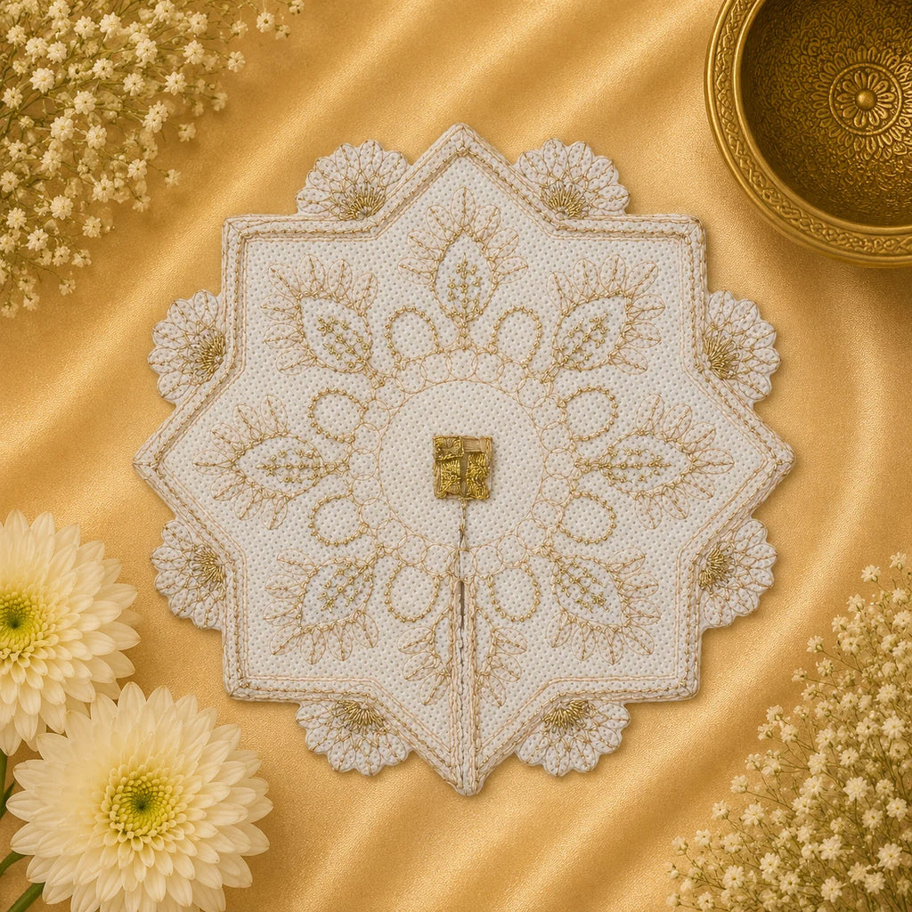 Eight-Point Star Laddu Gopal Ji Poshak (Golden Beige)