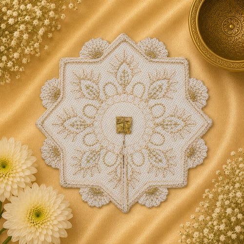 Eight-Point Star Laddu Gopal Ji Poshak (Golden Beige)