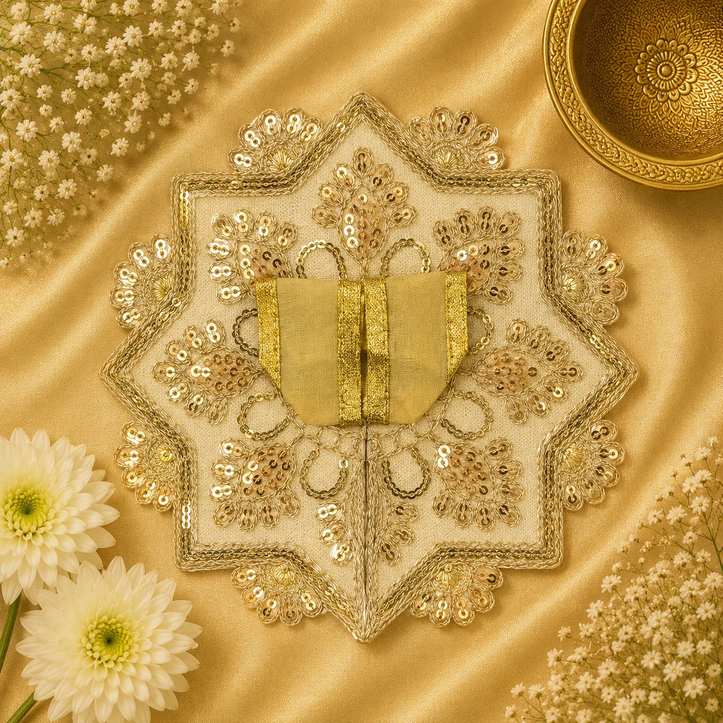Eight-Point Star Laddu Gopal Ji Poshak (Golden Beige)