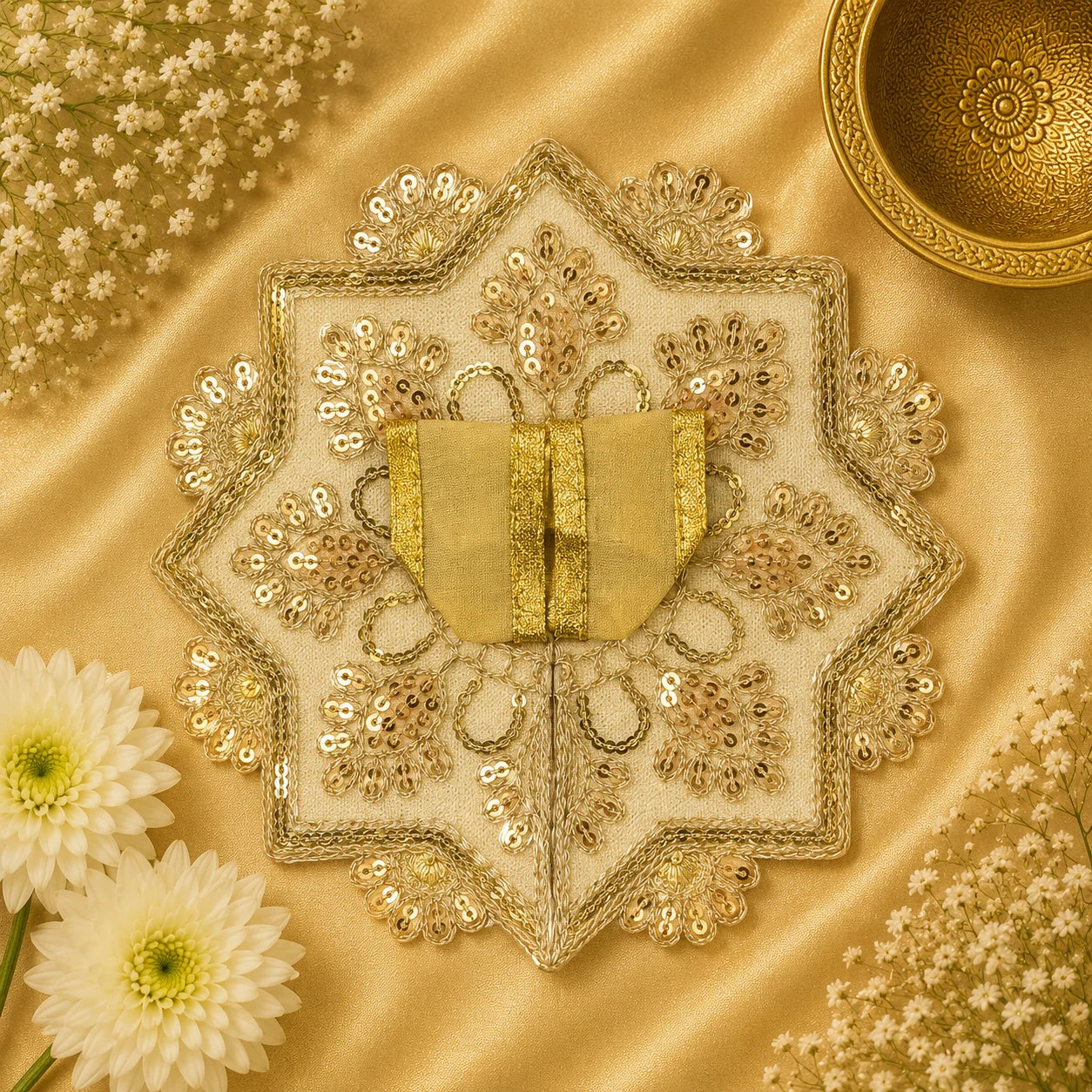 Eight-Point Star Laddu Gopal Ji Poshak (Golden Beige)