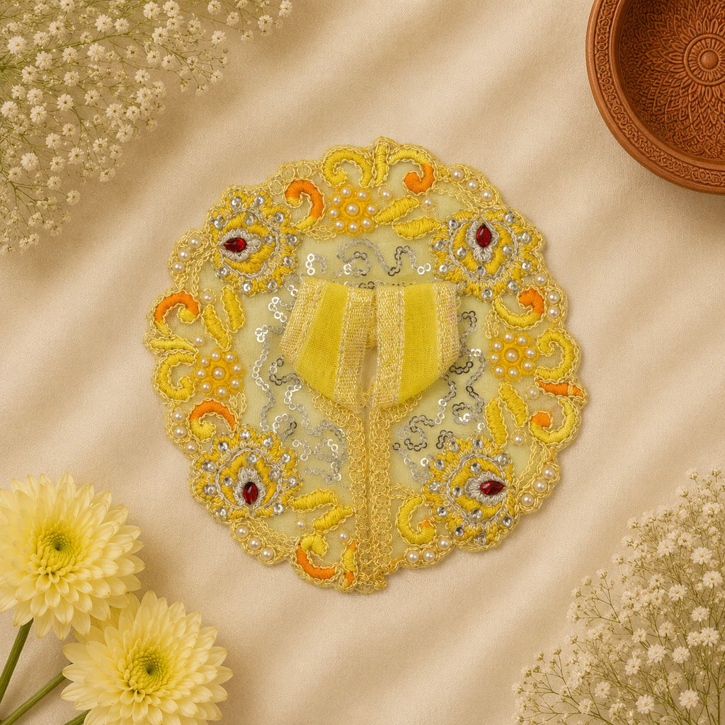 Laddu Gopal Ji Dress Design-6 (Bright Yellow)