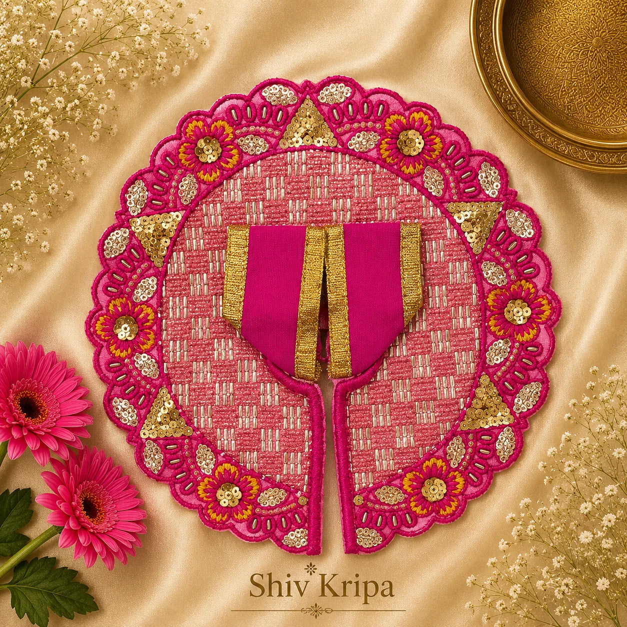 Laddu Gopal Ji Dress Design-12 (Rani Pink)