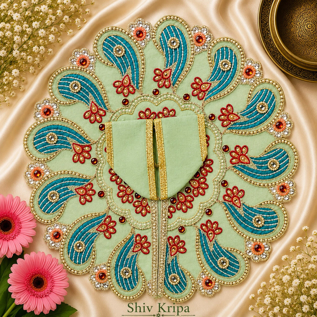 Laddu Gopal Ji Dress Design -8,6 no. (Mint Green)