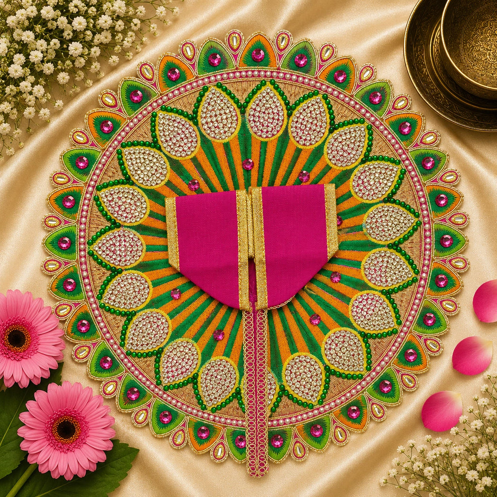 Laddu Gopal Ji Dress Design-16, 6 no. (Rani Pink)